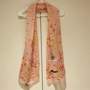 Authentic Moschino Scarf, 100% Silk, 19 1/2”Wx60”L, Pink, Olive Oyl, Love, Piece